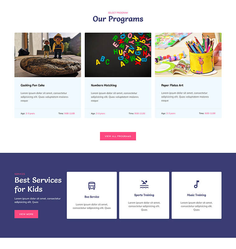 Service Page 1 patterns kindergarten services page