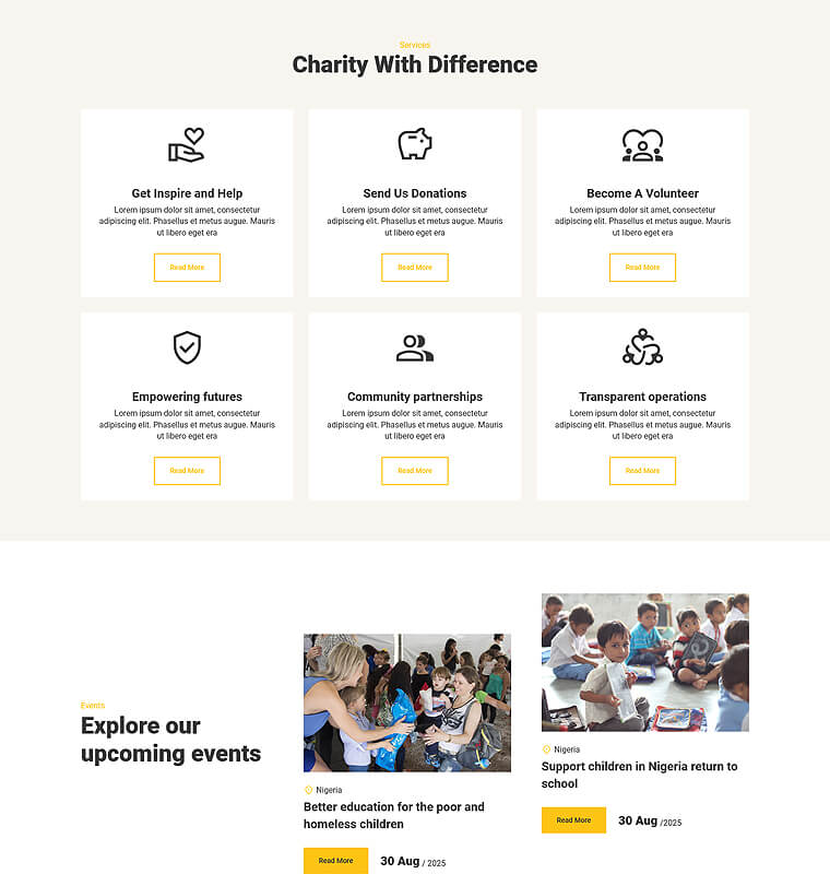 Service Page 1 patterns charity page services