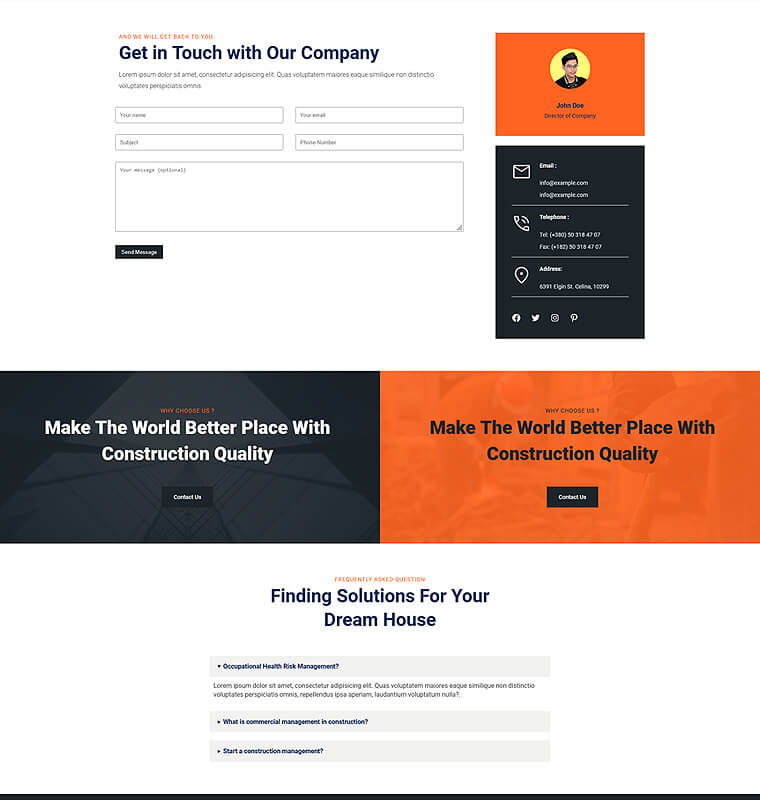 Contact Page 1 patterns construction page contact