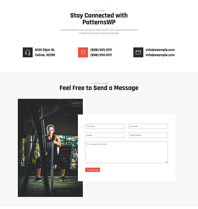 Contact Page 1 patterns fitness page contact