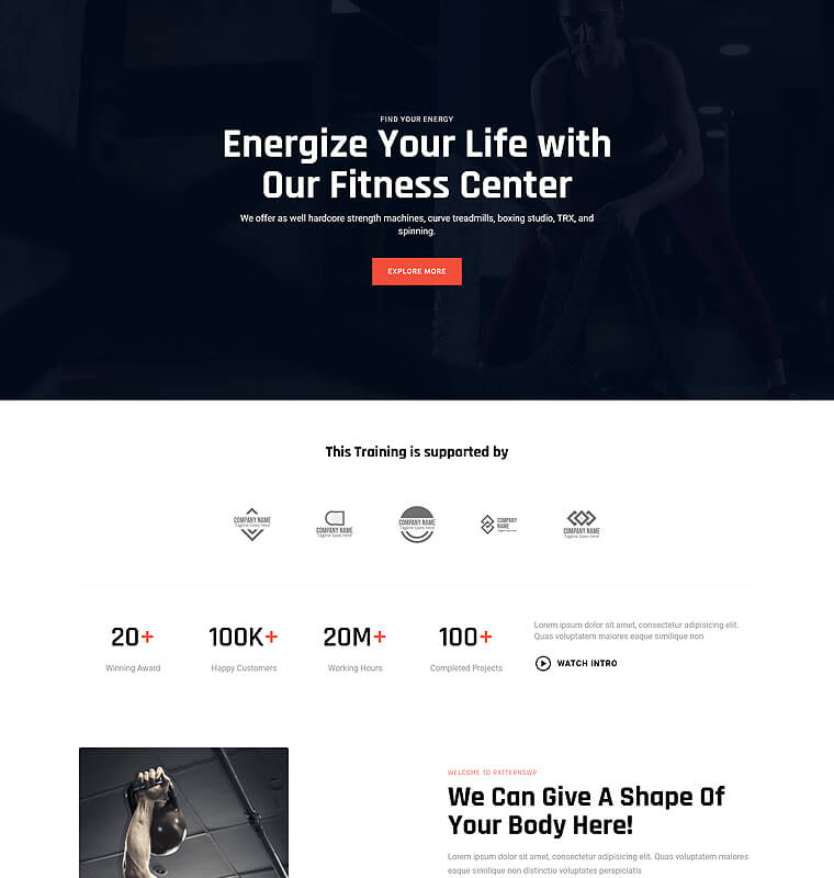 Home 1 patterns fitness page home