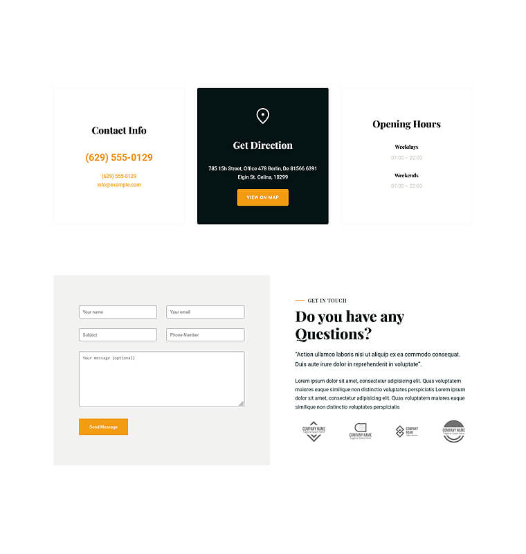 Contact Page 1 patterns restaurant page contact